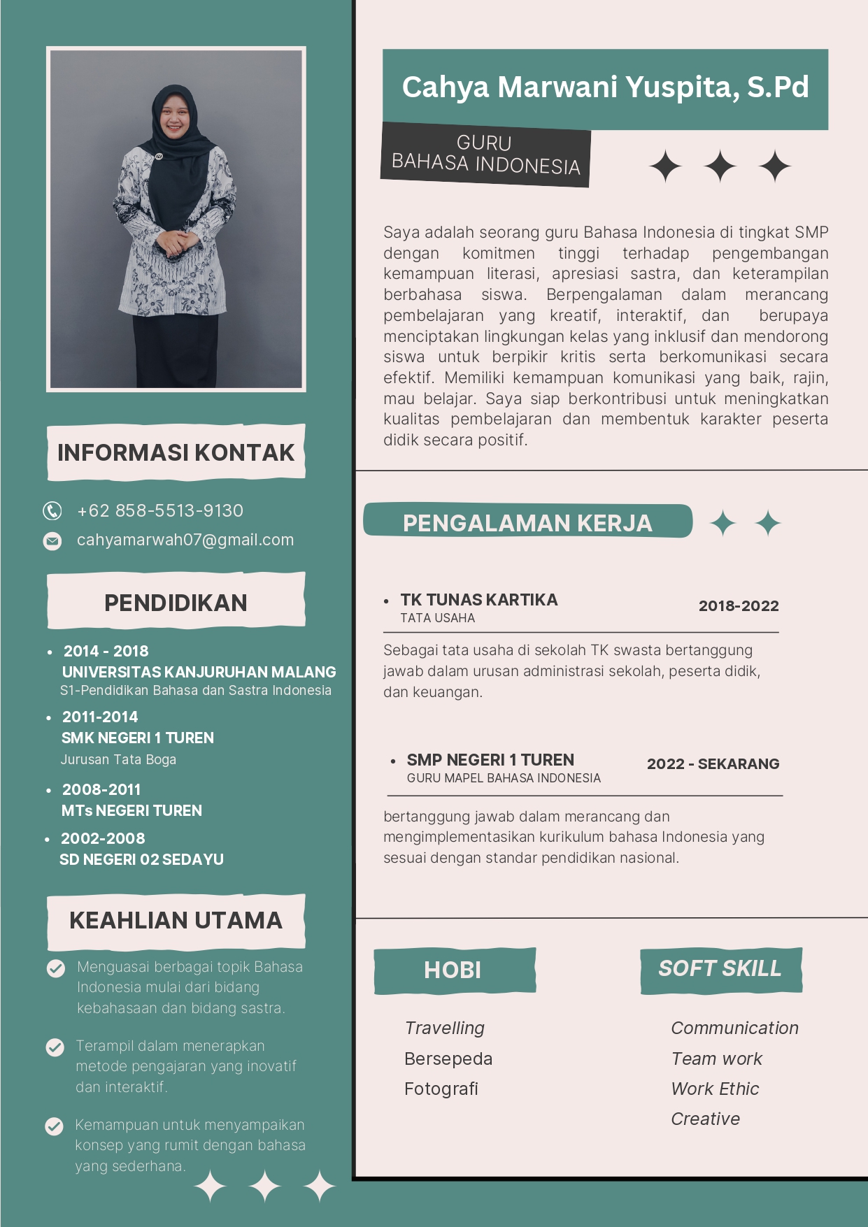 CV Cahya Marwani Yuspita, S.Pd.